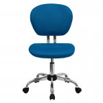 Mid-Back Turquoise Mesh Padded Swivel Task Office Chair with Chrome Base