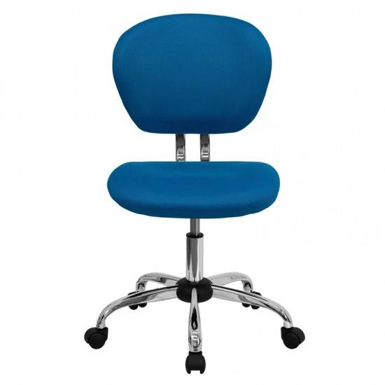 Mid-Back Turquoise Mesh Padded Swivel Task Office Chair with Chrome Base