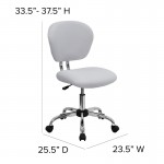 Mid-Back White Mesh Padded Swivel Task Office Chair with Chrome Base