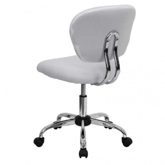 Mid-Back White Mesh Padded Swivel Task Office Chair with Chrome Base