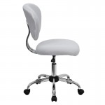 Mid-Back White Mesh Padded Swivel Task Office Chair with Chrome Base