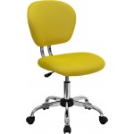 Mid-Back Yellow Mesh Padded Swivel Task Office Chair with Chrome Base