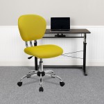 Mid-Back Yellow Mesh Padded Swivel Task Office Chair with Chrome Base