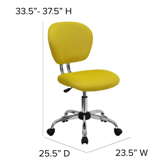 Mid-Back Yellow Mesh Padded Swivel Task Office Chair with Chrome Base