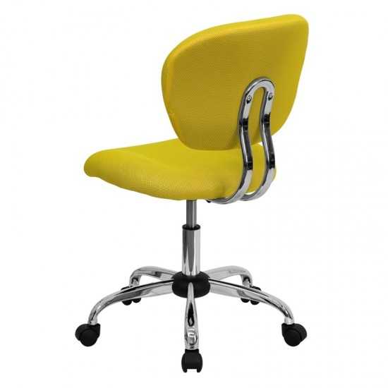 Mid-Back Yellow Mesh Padded Swivel Task Office Chair with Chrome Base