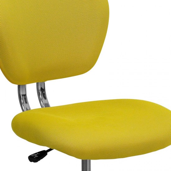 Mid-Back Yellow Mesh Padded Swivel Task Office Chair with Chrome Base