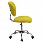 Mid-Back Yellow Mesh Padded Swivel Task Office Chair with Chrome Base