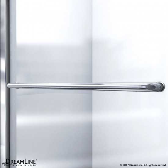 Infinity-Z 34 in. D x 60 in. W x 74 3/4 in. H Frosted Sliding Shower Door in Brushed Nickel and Right Drain White Base