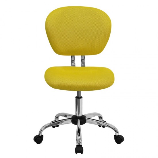 Mid-Back Yellow Mesh Padded Swivel Task Office Chair with Chrome Base