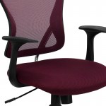 Mid-Back Burgundy Mesh Swivel Task Office Chair with Chrome Base and Arms