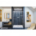 Infinity-Z 36 in. D x 48 in. W x 74 3/4 in. H Clear Sliding Shower Door in Chrome and Center Drain White Base