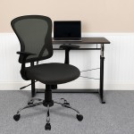 Mid-Back Dark Gray Mesh Swivel Task Office Chair with Chrome Base and Arms