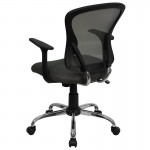 Mid-Back Dark Gray Mesh Swivel Task Office Chair with Chrome Base and Arms