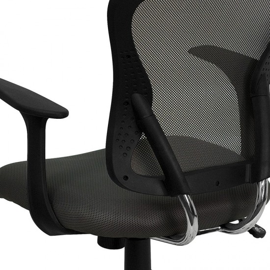 Mid-Back Dark Gray Mesh Swivel Task Office Chair with Chrome Base and Arms