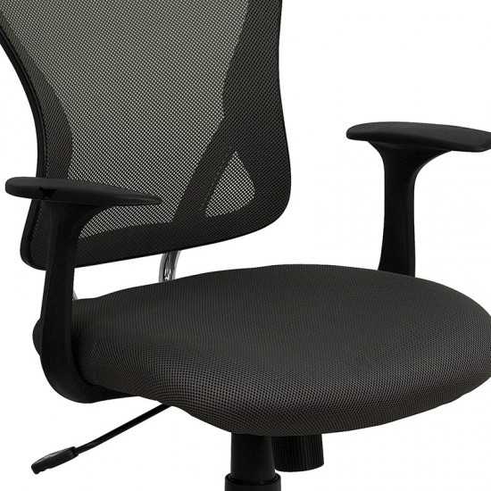 Mid-Back Dark Gray Mesh Swivel Task Office Chair with Chrome Base and Arms