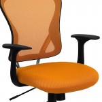 Mid-Back Orange Mesh Swivel Task Office Chair with Chrome Base and Arms