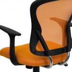 Mid-Back Orange Mesh Swivel Task Office Chair with Chrome Base and Arms