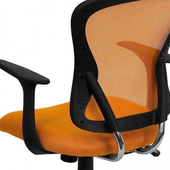 Mid-Back Orange Mesh Swivel Task Office Chair with Chrome Base and Arms