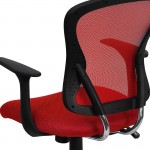 Mid-Back Red Mesh Swivel Task Office Chair with Chrome Base and Arms