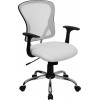 Mid-Back White Mesh Swivel Task Office Chair with Chrome Base and Arms