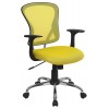 Mid-Back Yellow Mesh Swivel Task Office Chair with Chrome Base and Arms