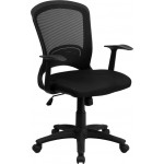 Mid-Back Designer Black Mesh Swivel Task Office Chair with Arms