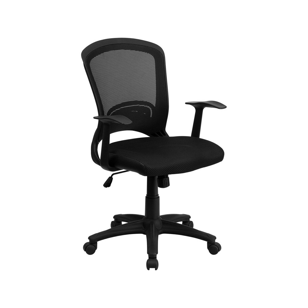 Mid-Back Designer Black Mesh Swivel Task Office Chair with Arms