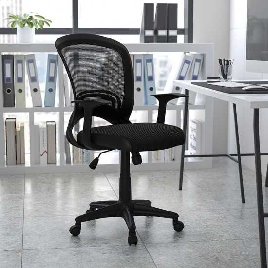 Mid-Back Designer Black Mesh Swivel Task Office Chair with Arms