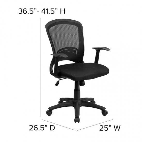 Mid-Back Designer Black Mesh Swivel Task Office Chair with Arms