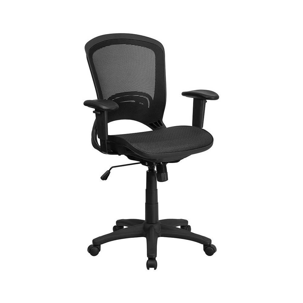 Mid-Back Transparent Black Mesh Executive Swivel Office Chair with Adjustable Arms Mid-Back Transparent Black Mesh Executive Swivel Office Chair with Adjustable Arms