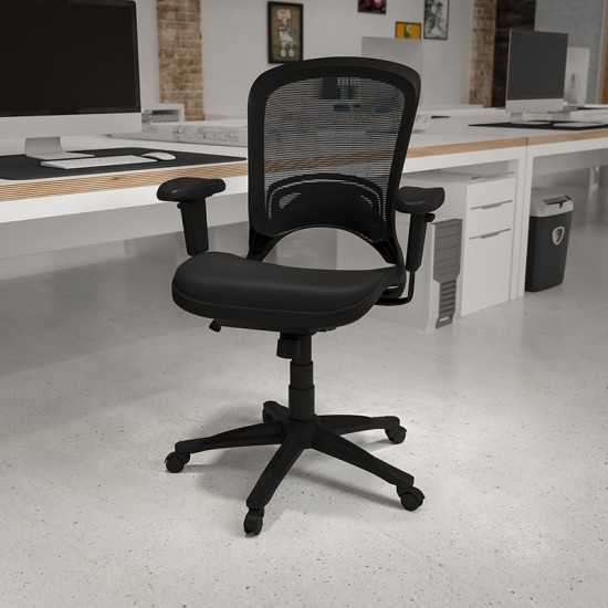 Mid-Back Transparent Black Mesh Executive Swivel Office Chair with Adjustable Arms