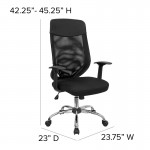 High Back Black Mesh Executive Swivel Office Chair with Arms