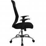 High Back Black Mesh Executive Swivel Office Chair with Arms