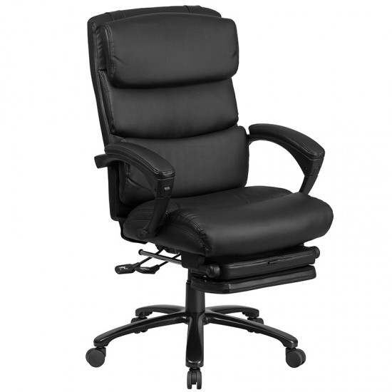 High Back Black LeatherSoft Executive Reclining Ergonomic Office Chair with Adjustable Headrest, Coil Seat Springs and Arms