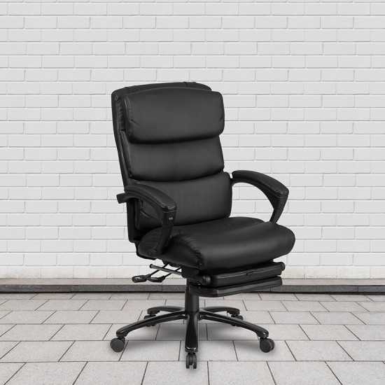 High Back Black LeatherSoft Executive Reclining Ergonomic Office Chair with Adjustable Headrest, Coil Seat Springs and Arms