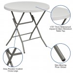 2.63-Foot Round Granite White Plastic Folding Table