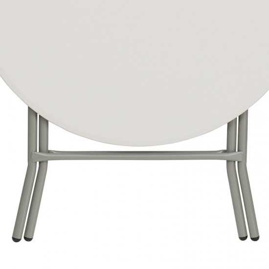 2.63-Foot Round Granite White Plastic Folding Table