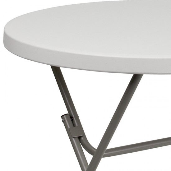 2.63-Foot Round Granite White Plastic Folding Table