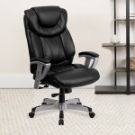 Big & Tall 400 lb. Rated Black LeatherSoft Executive Ergonomic Office Chair with Silver Adjustable Arms