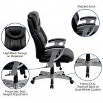 Big & Tall 400 lb. Rated Black LeatherSoft Executive Ergonomic Office Chair with Silver Adjustable Arms