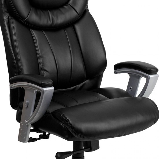 Big & Tall 400 lb. Rated Black LeatherSoft Executive Ergonomic Office Chair with Silver Adjustable Arms