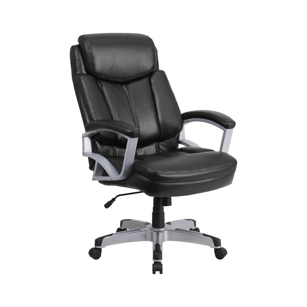 Big & Tall 500 lb. Rated Black LeatherSoft Executive Swivel Ergonomic Office Chair with Arms