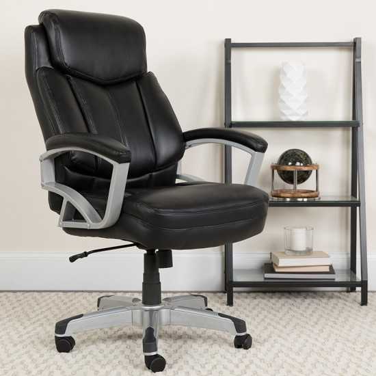 Big & Tall 500 lb. Rated Black LeatherSoft Executive Swivel Ergonomic Office Chair with Arms