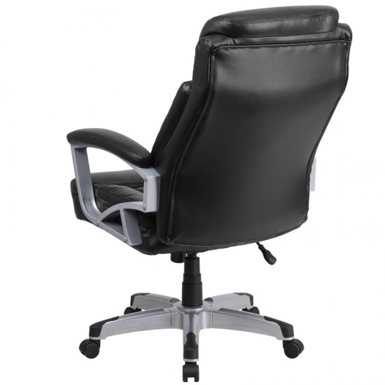 Big & Tall 500 lb. Rated Black LeatherSoft Executive Swivel Ergonomic Office Chair with Arms