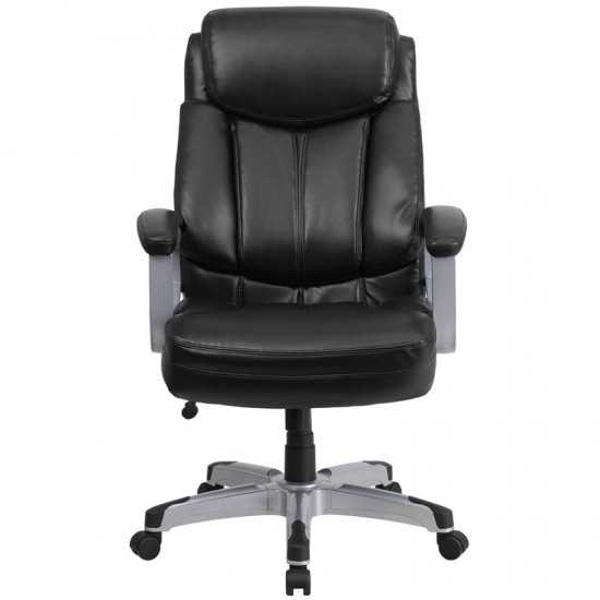 Big & Tall 500 lb. Rated Black LeatherSoft Executive Swivel Ergonomic Office Chair with Arms