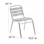 Commercial Aluminum Indoor-Outdoor Restaurant Stack Chair with Triple Slat Back