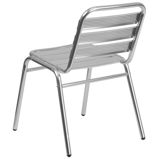 Commercial Aluminum Indoor-Outdoor Restaurant Stack Chair with Triple Slat Back