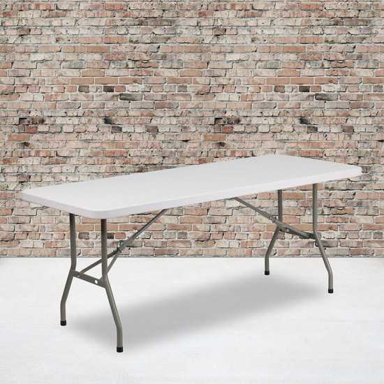 6-Foot Granite White Plastic Folding Table