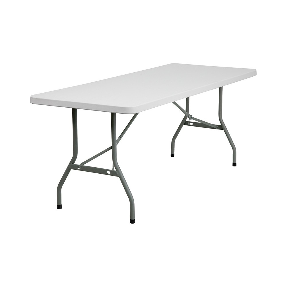 6-Foot Granite White Plastic Folding Table