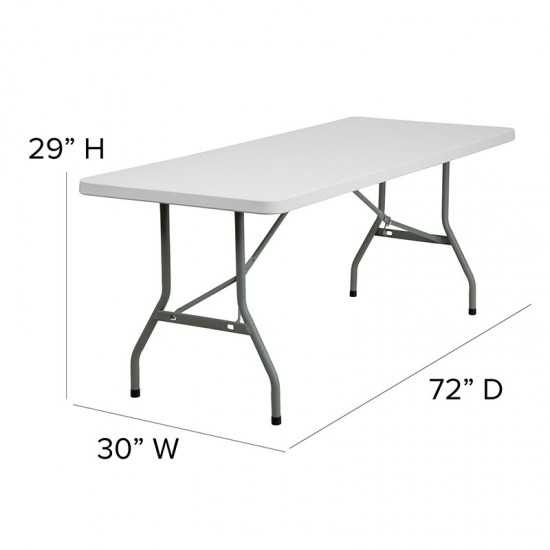 6-Foot Granite White Plastic Folding Table